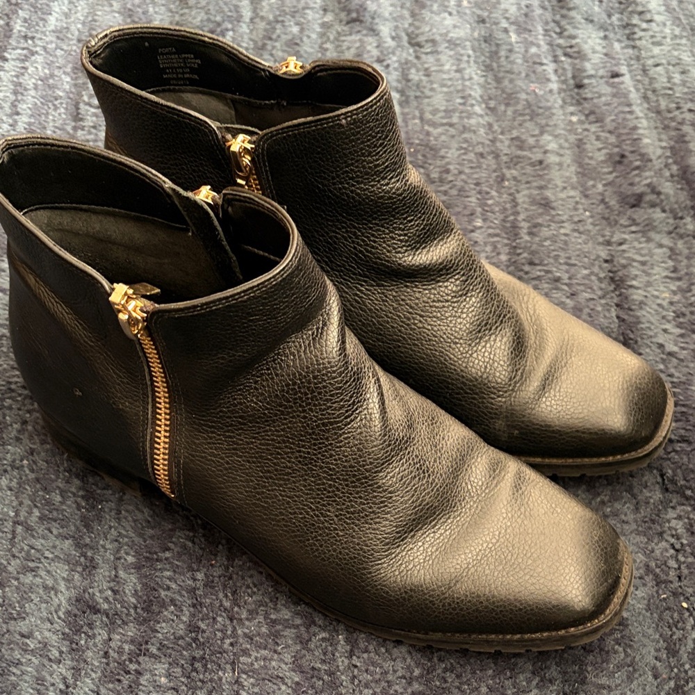 Dune London Black Leather Ankle Boots, Size 10 (41)